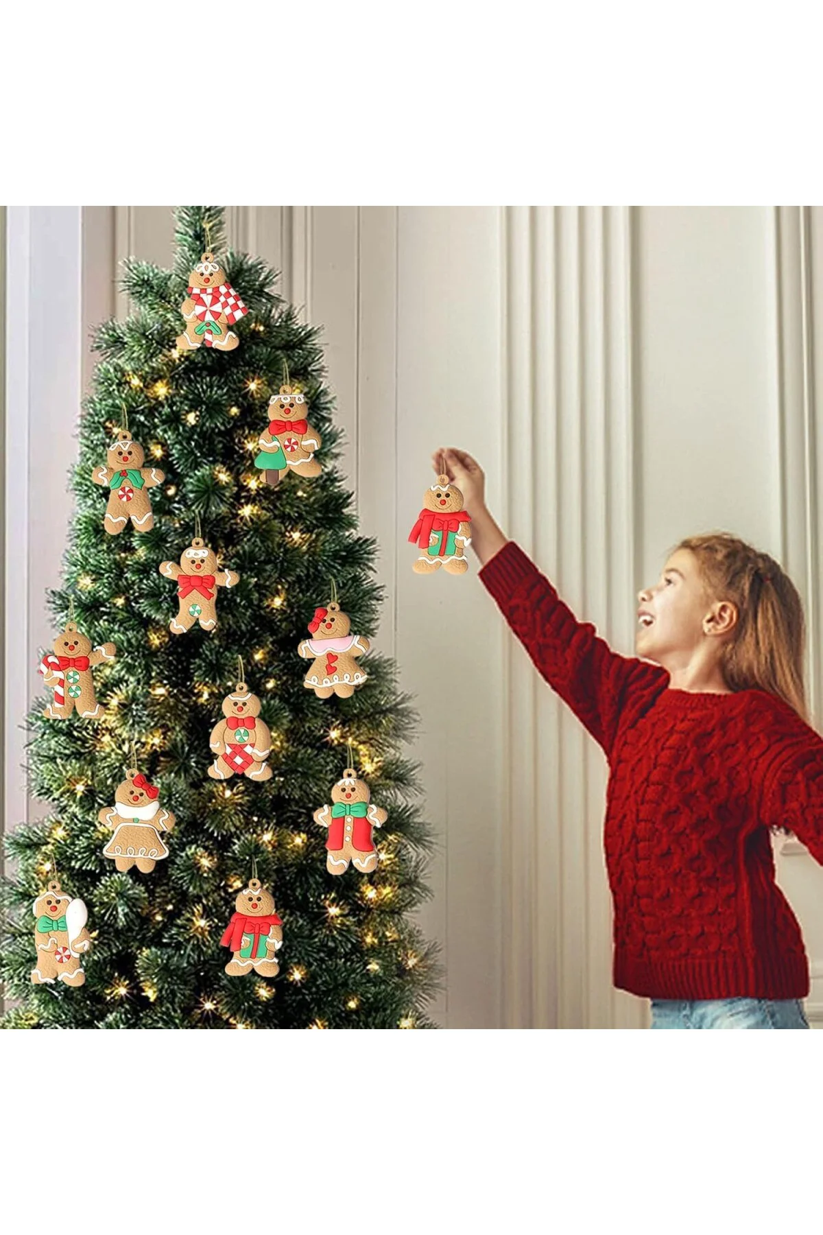 12'li Paket Noel Ağacı Asılı Süslemeler, Noel Ağacı Süs Seti Koly