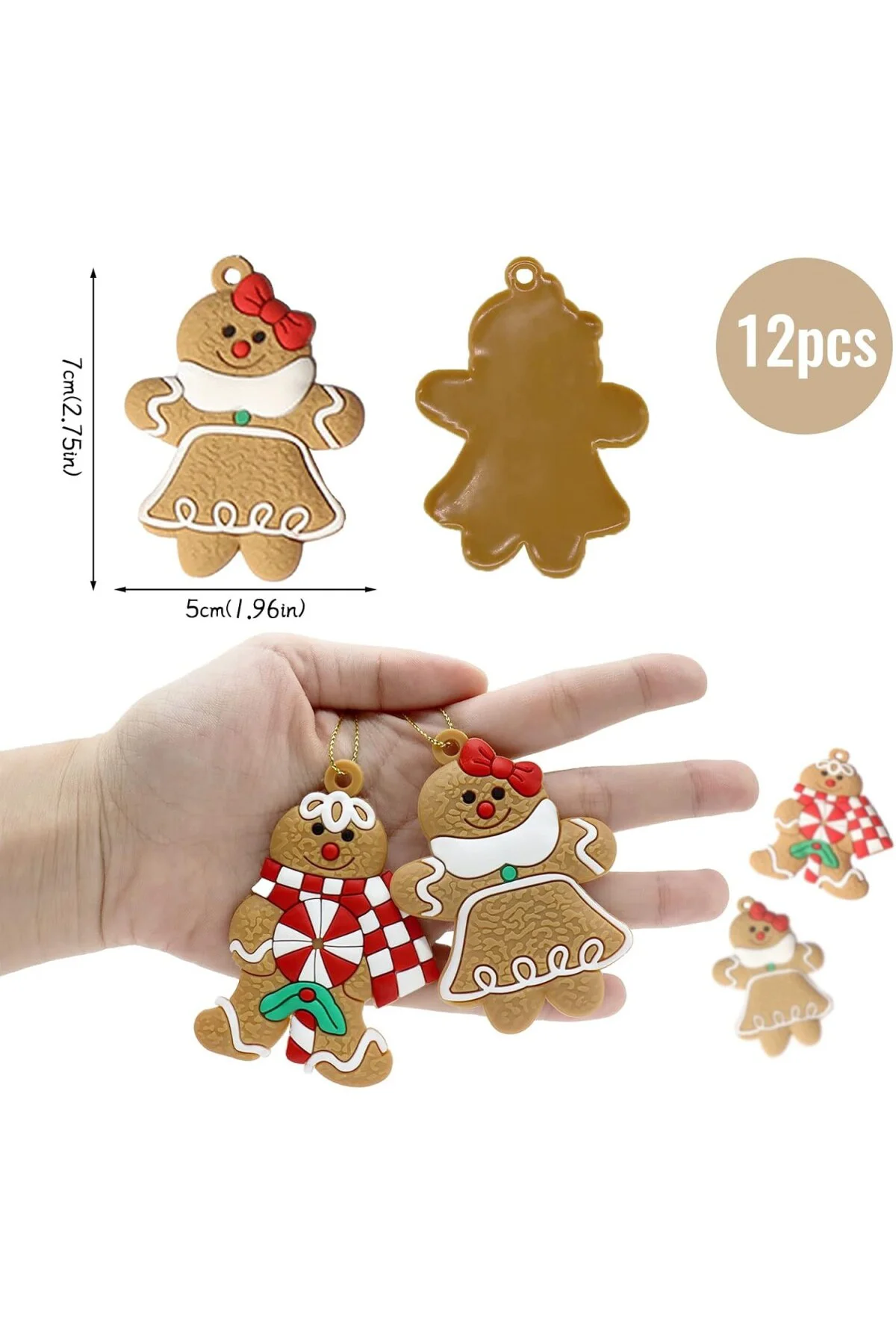 12'li Paket Noel Ağacı Asılı Süslemeler, Noel Ağacı Süs Seti Koly