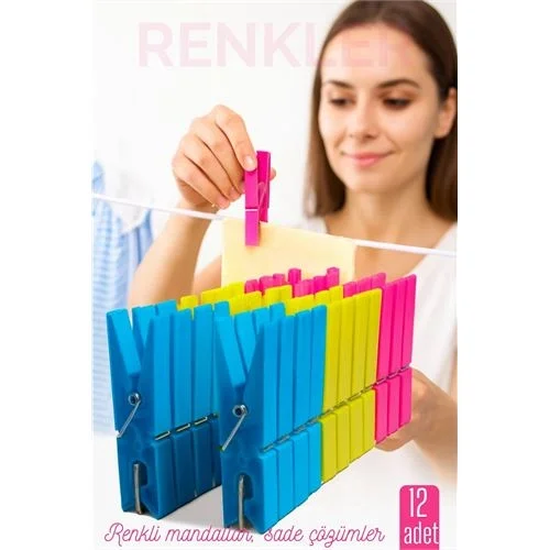 12’li Plastik Mandal Seti – Renkli, Dayanıklı, Çok Amaçlı Tutuş U