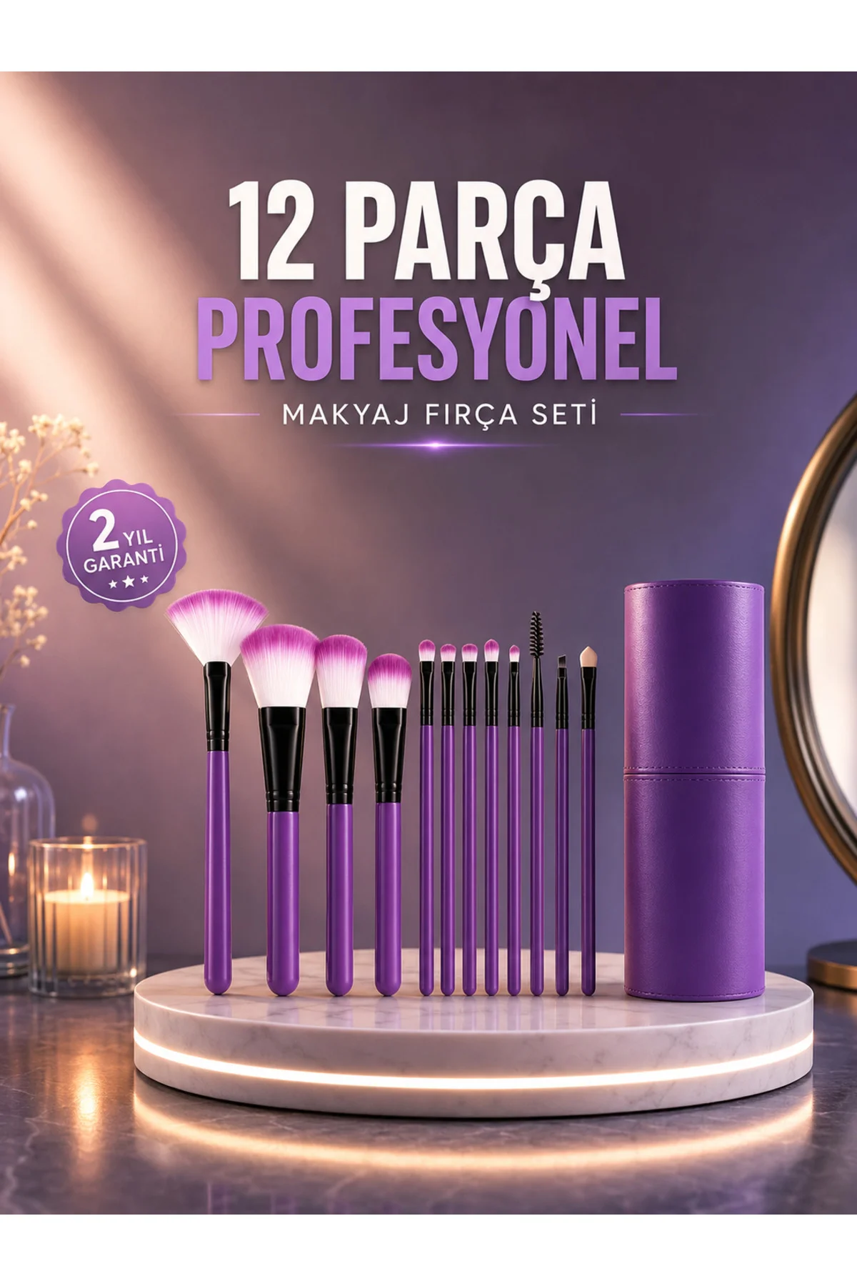12’li Profesyonel Makyaj Fırça Seti Ultra Yumuşak Sentetik Kıllı