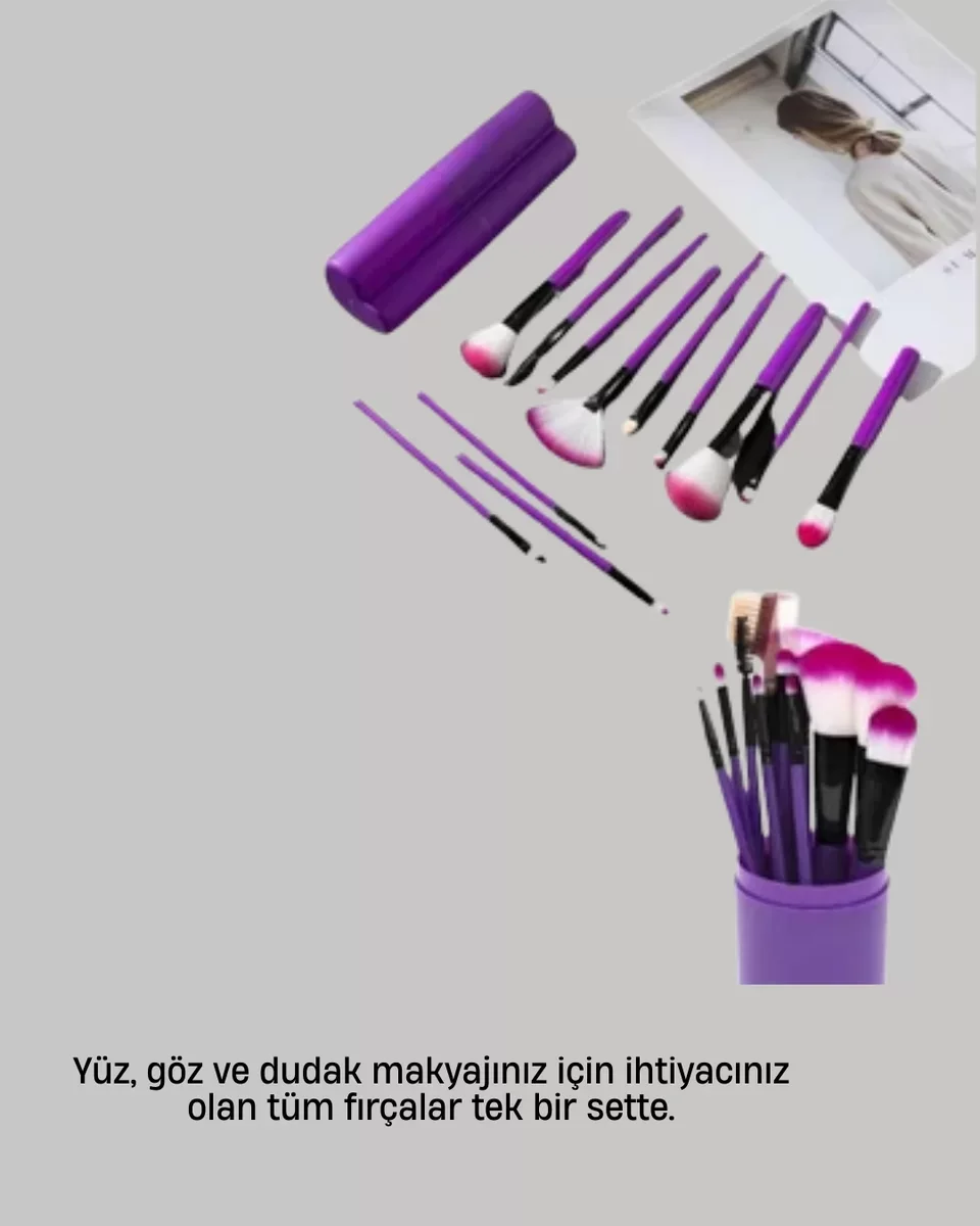 12’li Profesyonel Makyaj Fırça Seti - Ultra Yumuşak Sentetik Kıllı
