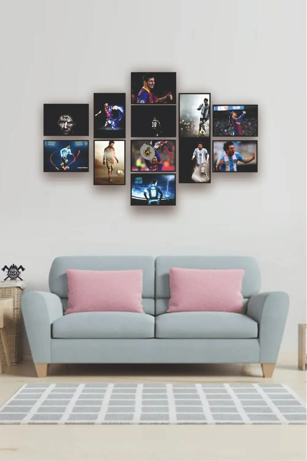 12'li Set Çerçeve Görünümlü Lionel Messi fotoğrafları 12li Mdf ta