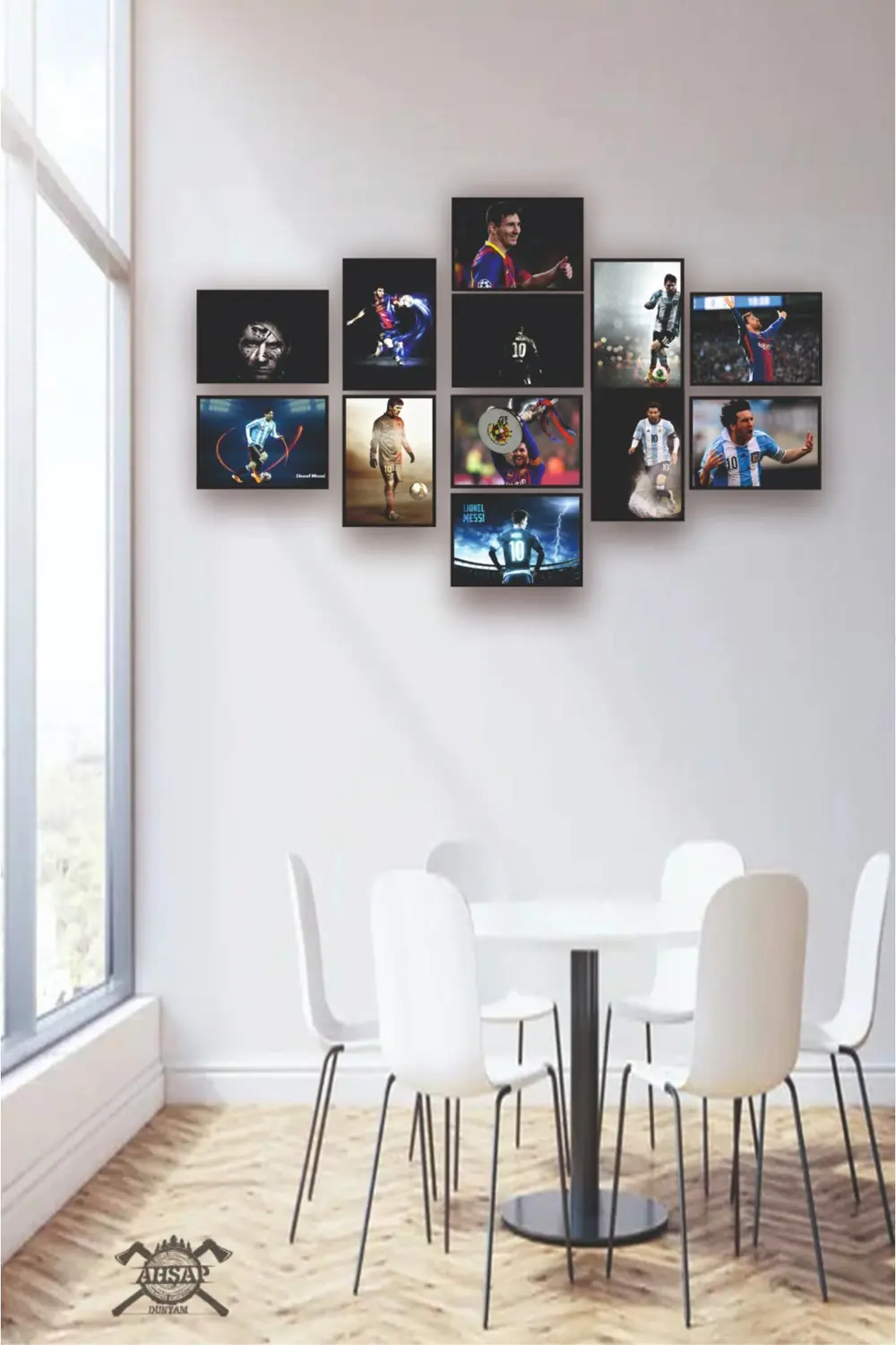12'li Set Çerçeve Görünümlü Lionel Messi fotoğrafları 12li Mdf ta
