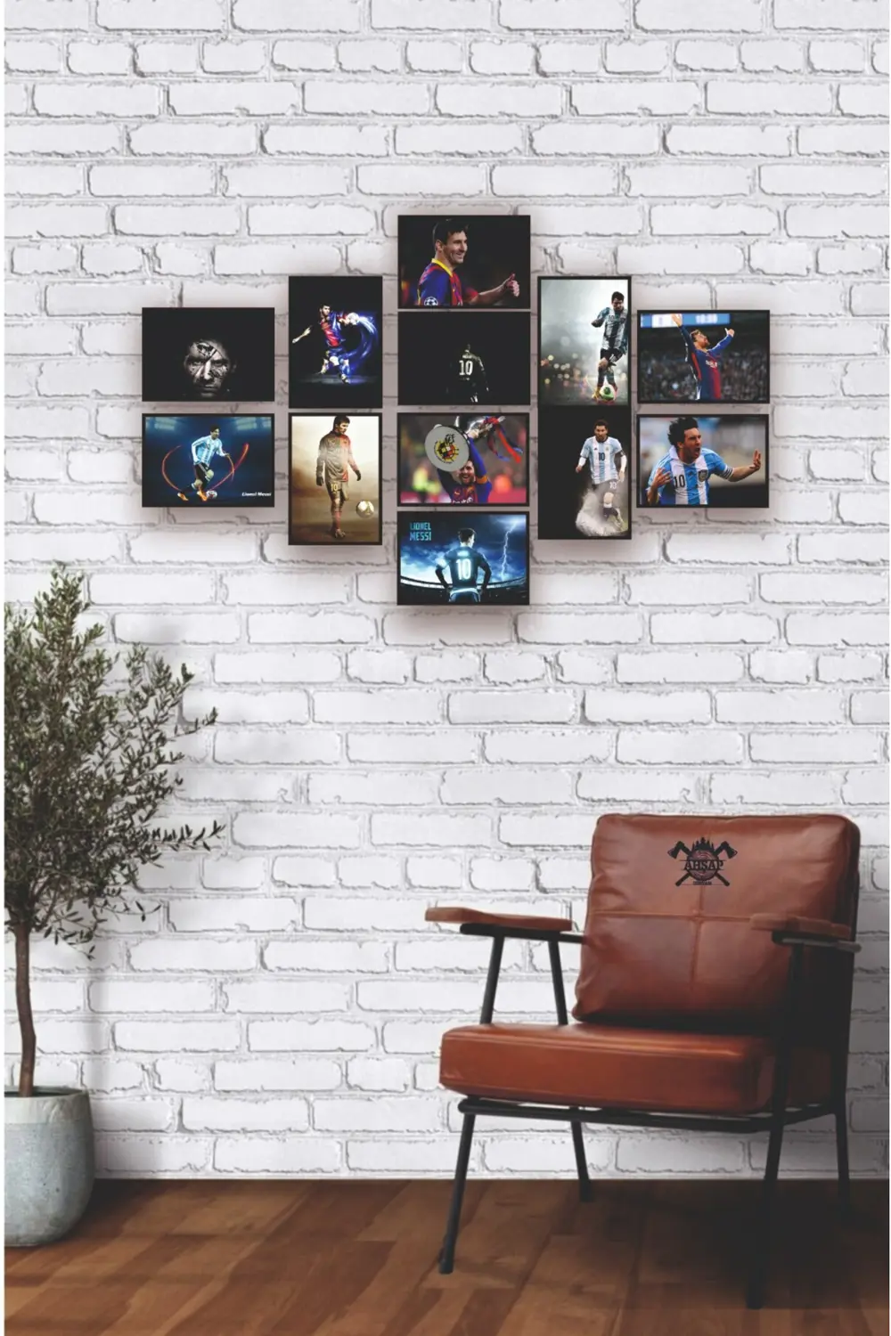 12'li Set Çerçeve Görünümlü Lionel Messi fotoğrafları 12li Mdf ta
