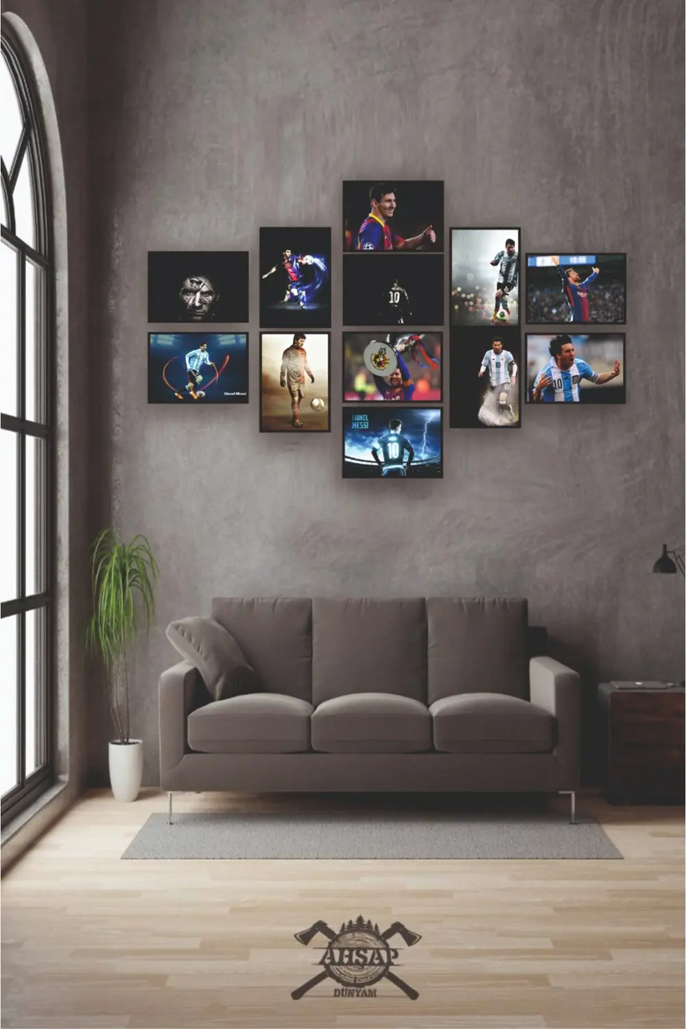 12'li Set Çerçeve Görünümlü Lionel Messi fotoğrafları 12li Mdf ta