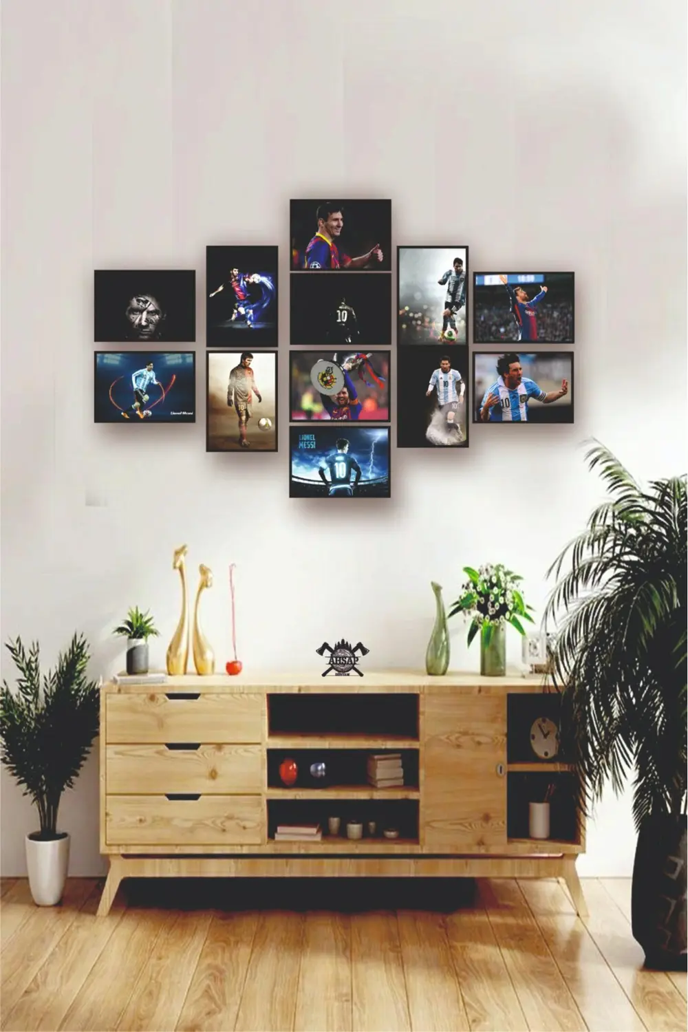12'li Set Çerçeve Görünümlü Lionel Messi fotoğrafları 12li Mdf ta