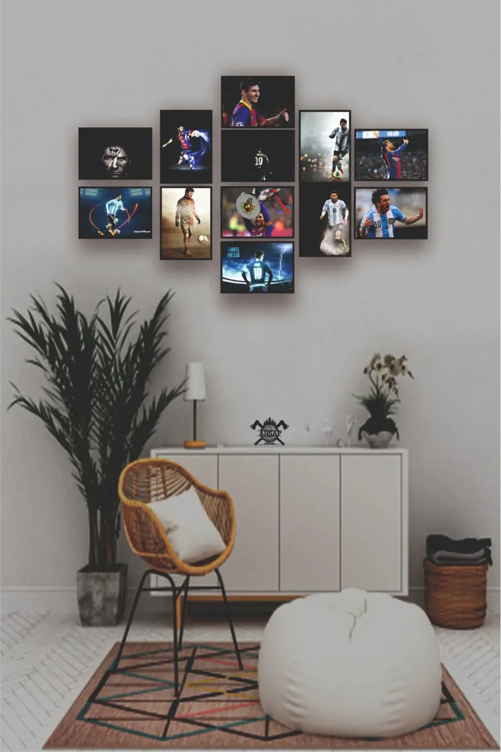 12'li Set Çerçeve Görünümlü Lionel Messi fotoğrafları 12li Mdf ta