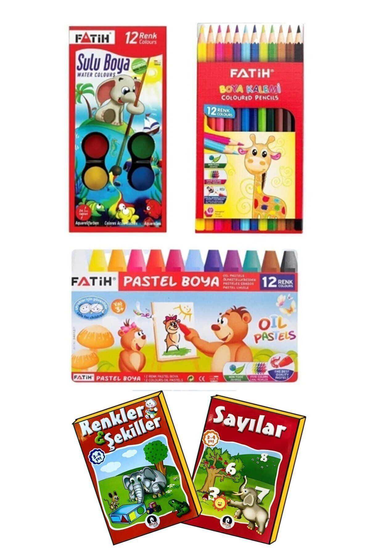 Fatih 12'Li Set Kuru Boya , Pastel Boya , Sulu Boya 1 Adet Boyama Kitab