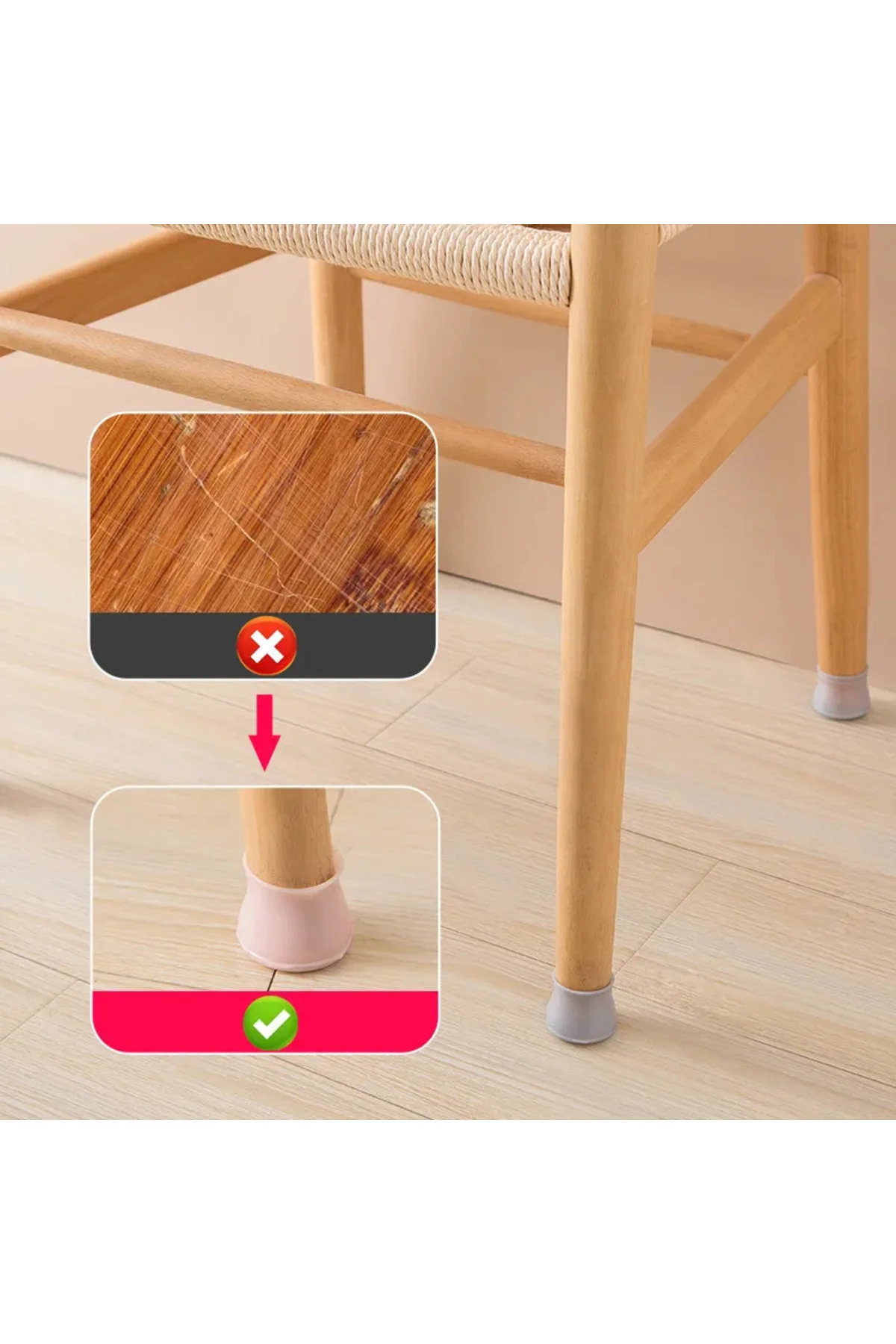 12’li Silikon Masa Sandalye Ayak Koruyucu Kaydirmaz Sessiz Parke 