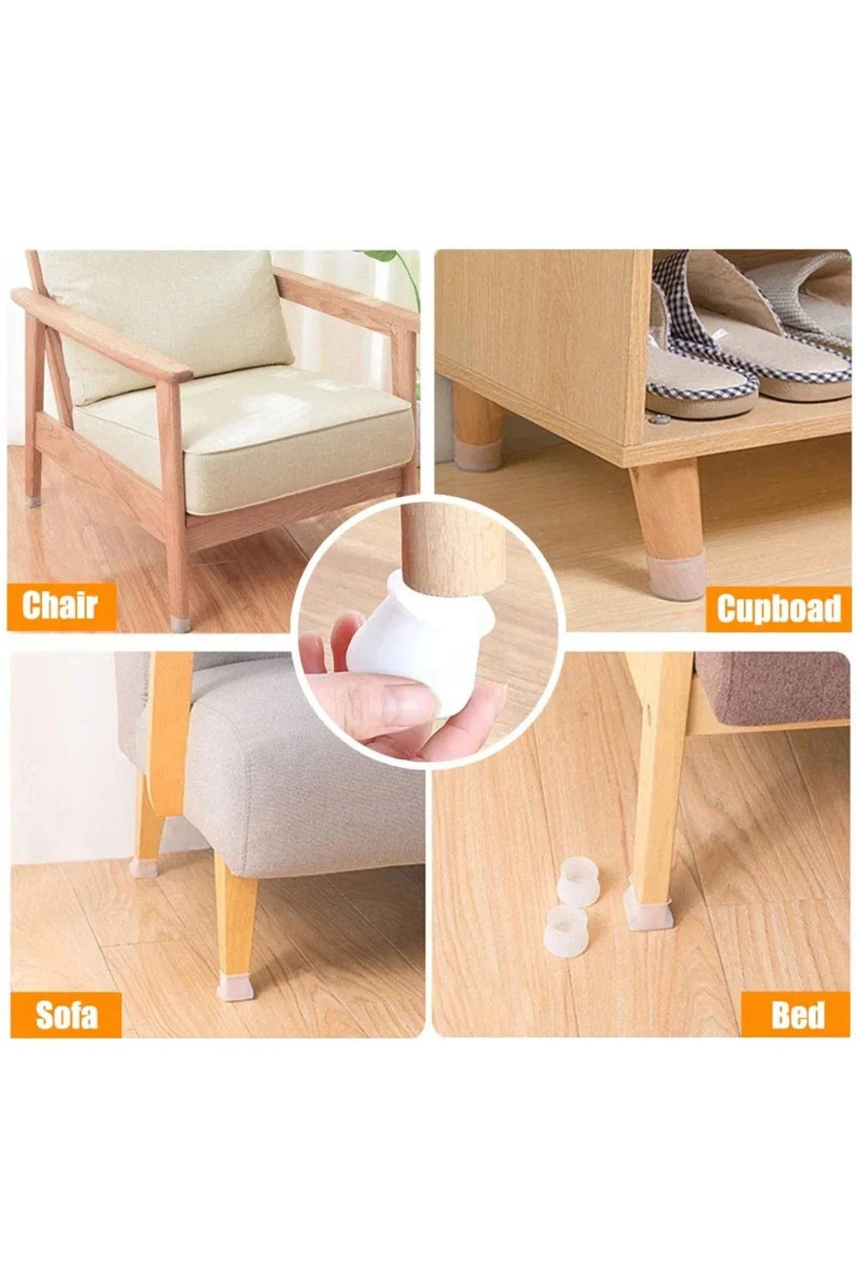 12’li Silikon Masa Sandalye Ayak Koruyucu Kaydirmaz Sessiz Parke 