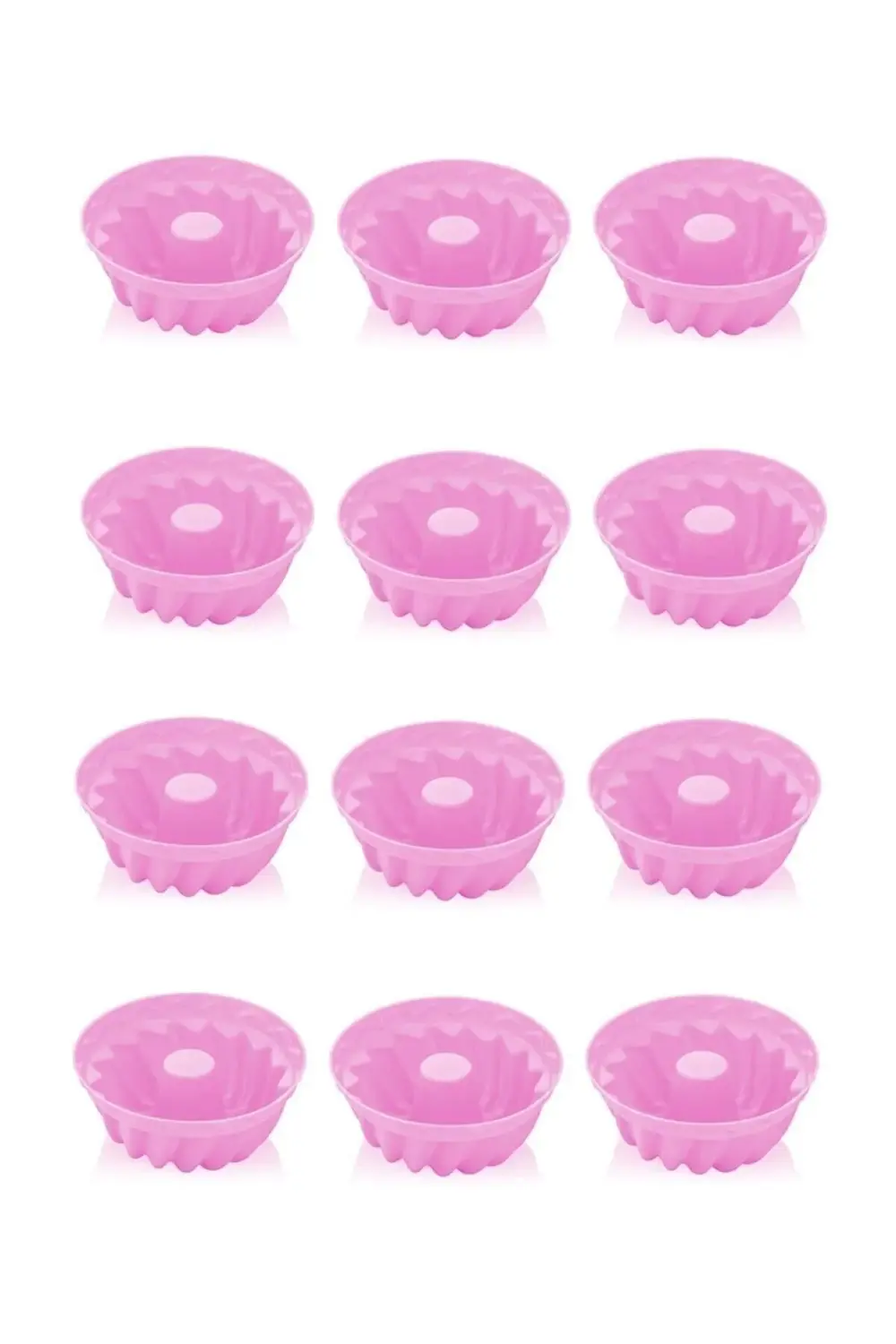 12'li Silikon Muffin, Mini Kek Kalıbı Pembe