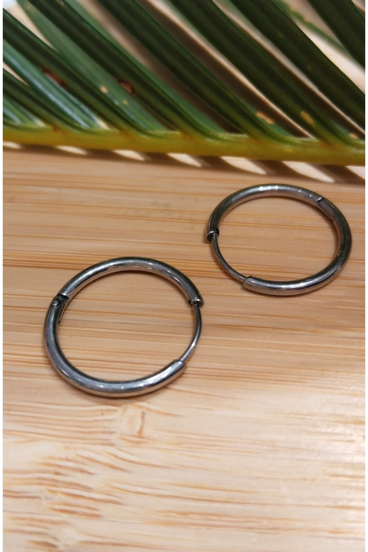 12mm Gümüş Renk Halka Unisex Çelik Küpe