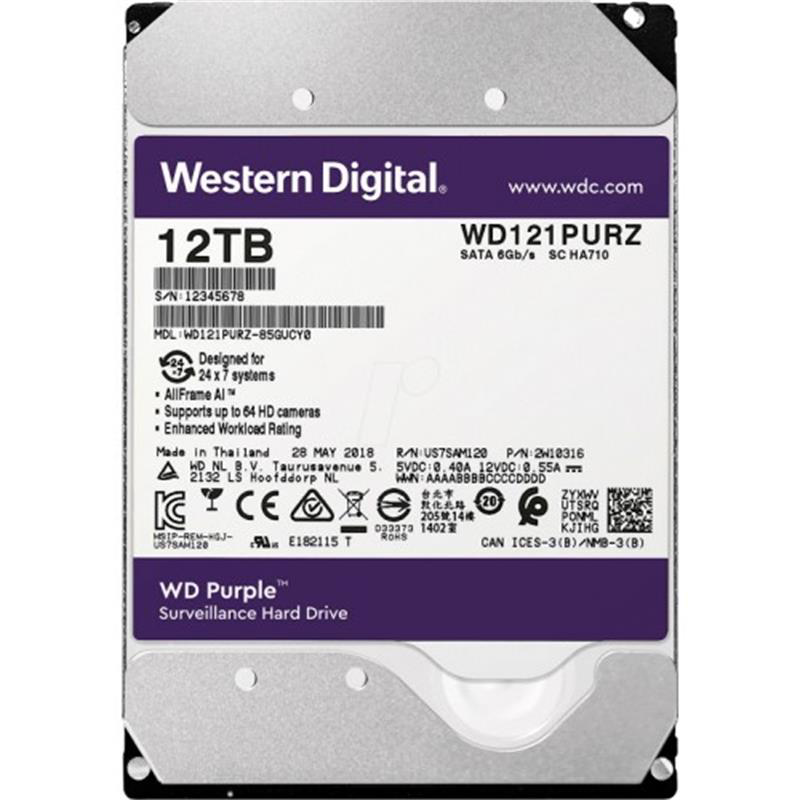 Wd 12Tb Purple 3.5’’ 256Mb 7/24 121Purp