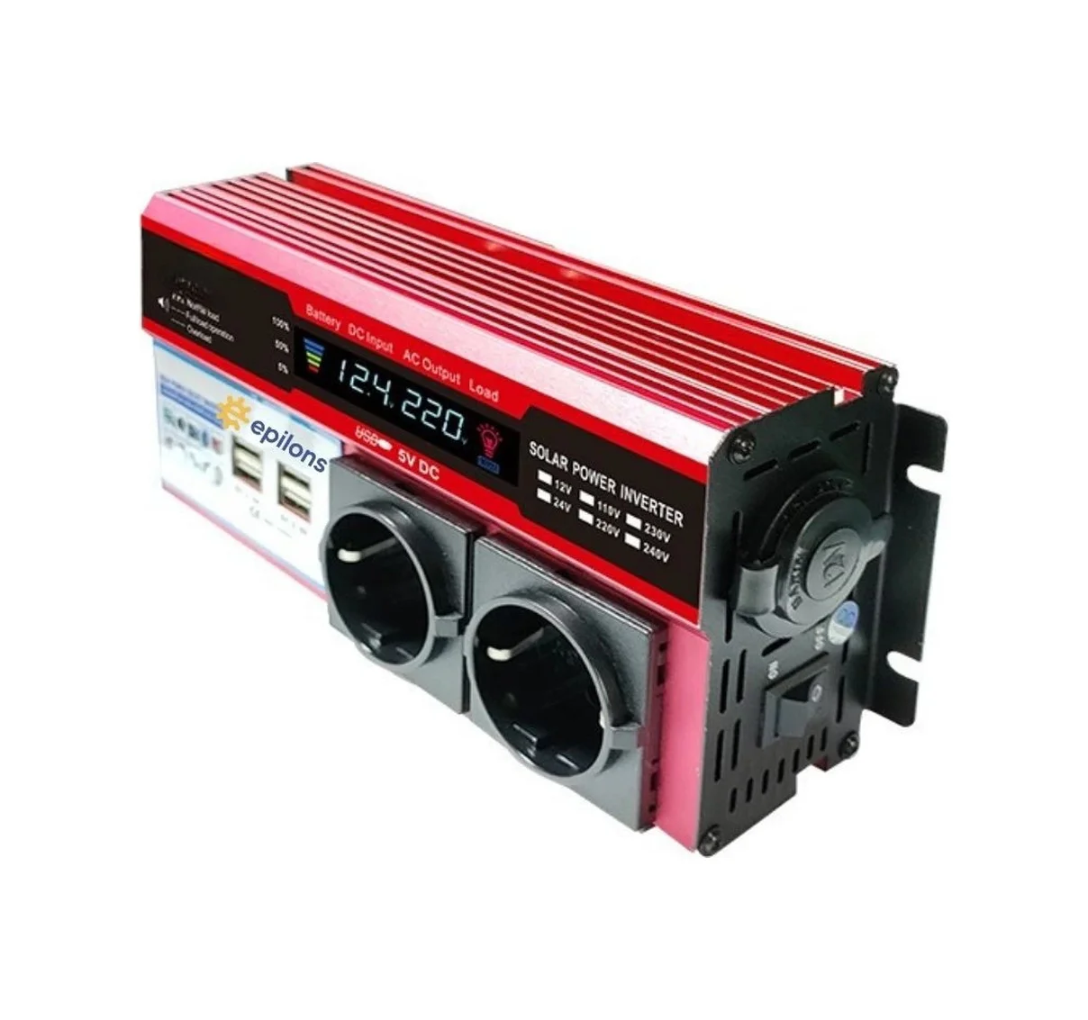 12v 2000w Modifiye Sinus İnverter Araç Ve Güneş Enerjisi Uyumlu, Çift Usb, Çift Priz Ve Çakmaklık Lisinya