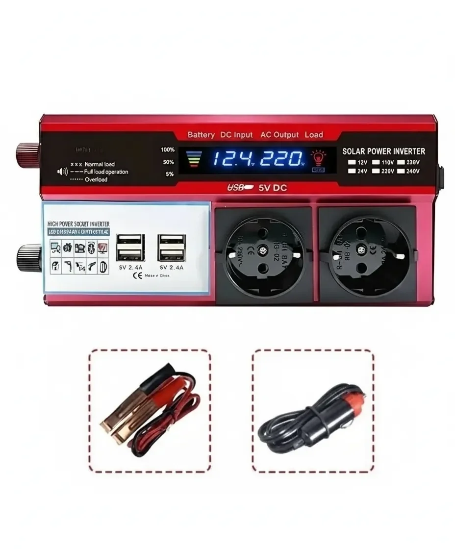12v 2000w Modifiye Sinüs İnverter Araç Ve Güneş Enerjisi Uyumlu, Çift Usb, Çift Priz Ve Çakmaklık Eco Lounge