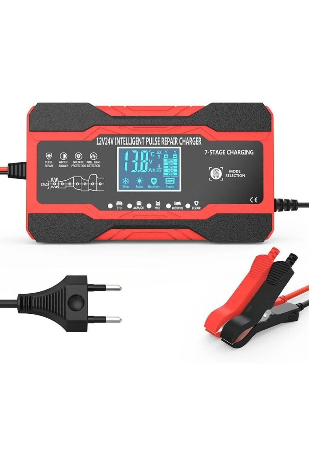 12v - 24v Desülfatör Akü Şarj Cihazı 10Ah JEL Asitli Sulu Aküler 