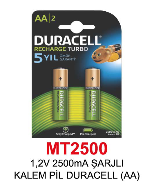 Duracell 1,2V 2500Ma Şarjli Kalem Pil  (Aa)
