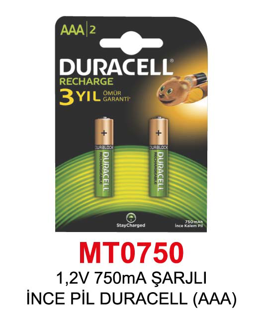 Duracell 1,2V 750Ma Şarjli İnce Pil  (Aaa)