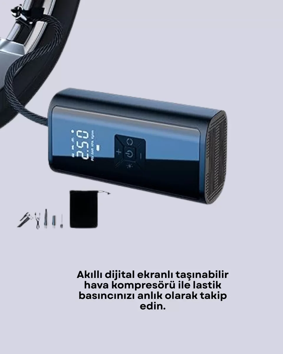 12V Kablosuz Akıllı Lastik Pompası - 80W Çok Fonksiyonlu Seyahat Çantası İçin