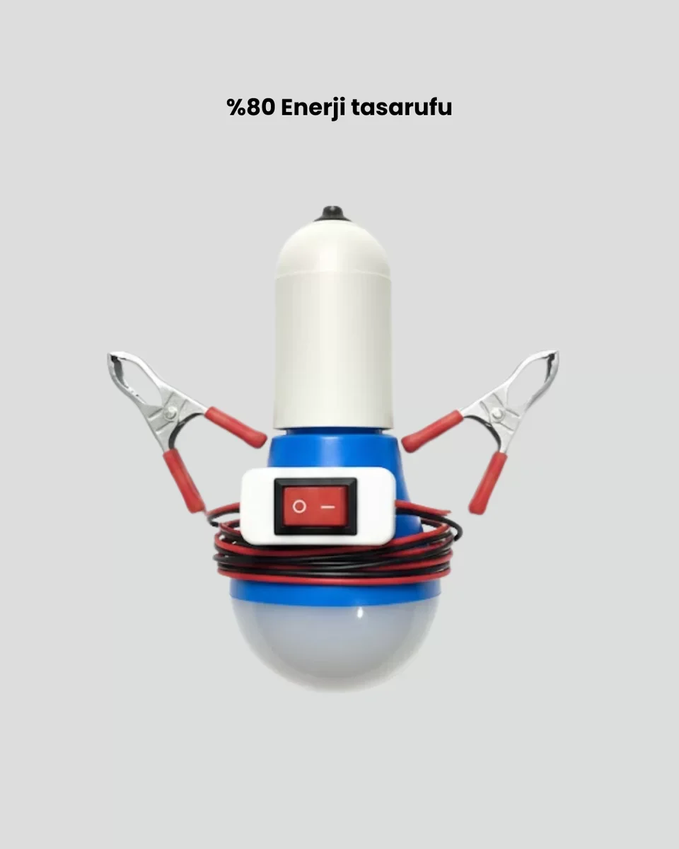 12V LED Ampul Timsah Kıskaçlı Taşınabilir Aydınlatma