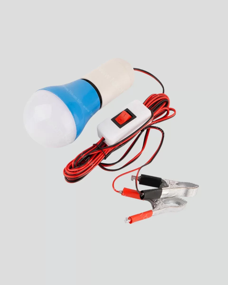 12V LED Ampul Timsah Kıskaçlı Taşınabilir Aydınlatma - Elektriksiz Ortamlarda Güvenli Çözüm