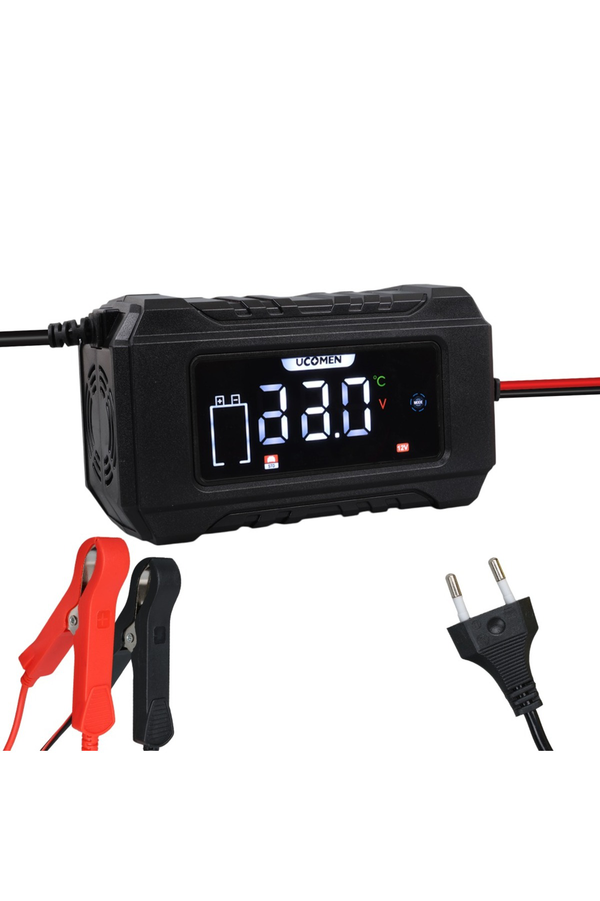 12V Max 6A Siyah LCD Göstergeli Akıllı Akü Şarj Cihazı | Otomatik