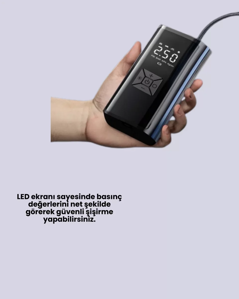 12V Uyumlu Çok İşlevli Akıllı Araç Lastik Pompası Yeni Nesil