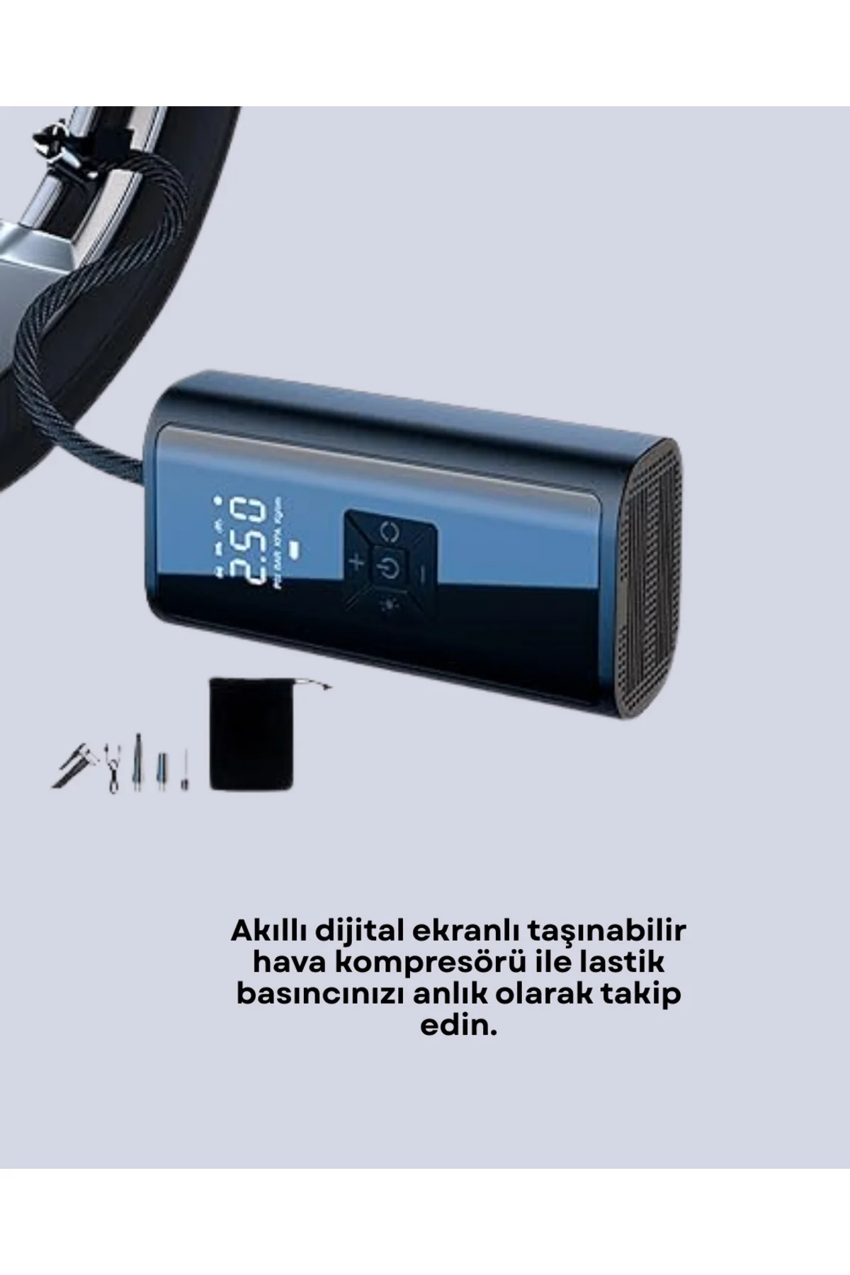 12V Uyumlu Çok İşlevli Akıllı Araç Lastik Pompası - Lisinya