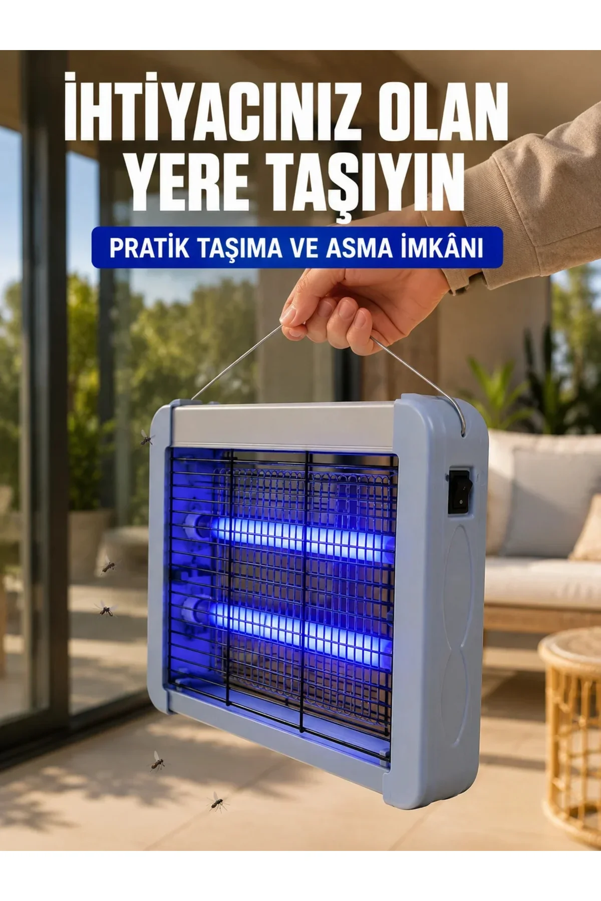 12W Elektrikli Sinek Öldürücü Çift UV Işıklı Asılabilir Böcek Öldürücü Lamba