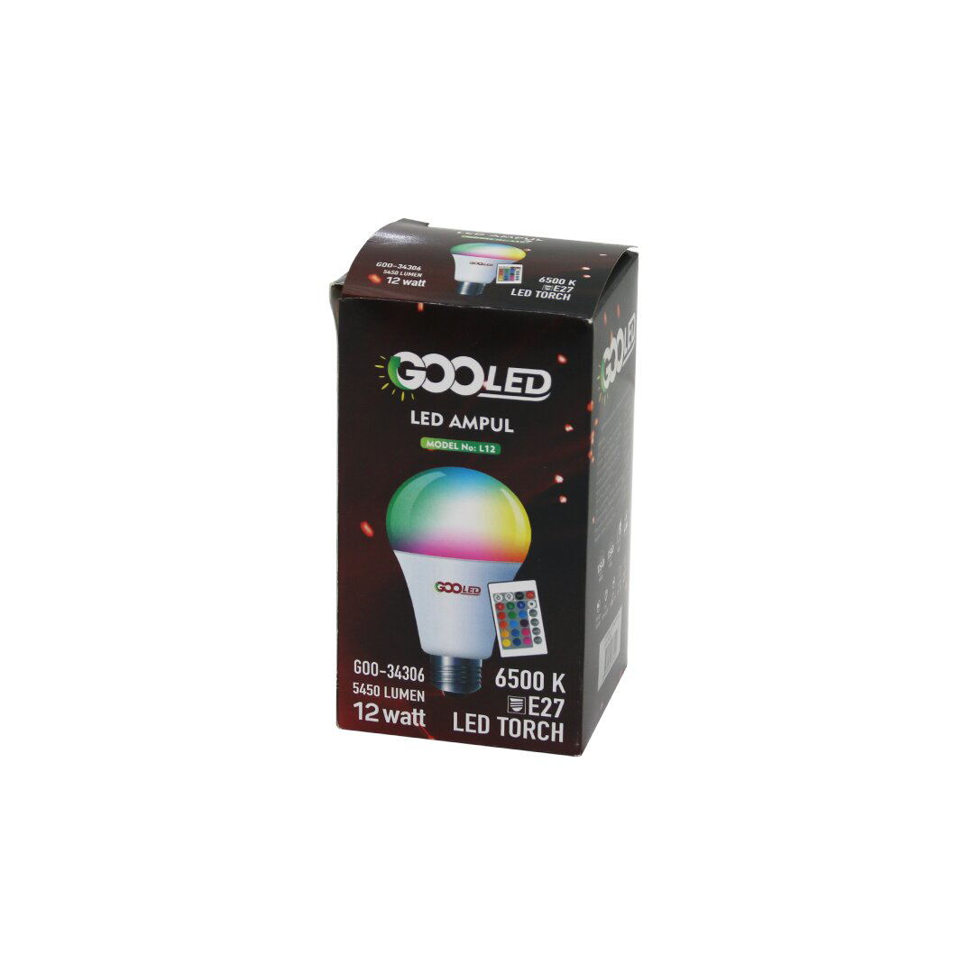 12W KUMANDALI RGB=RENKLİ LED AMPUL E27 5450 LUMEN 6500K 15000 SAA