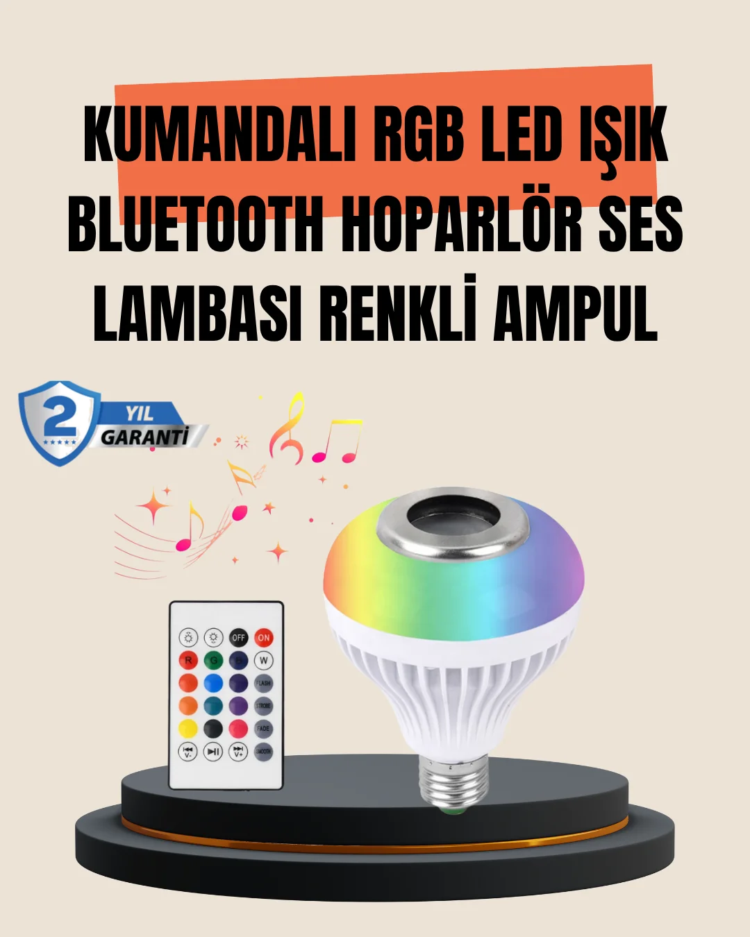 12W LED Ampul – Renkli Işık ve Dahili Hoparlör Özellikli 12W LED Ampul – Renkli Işık ve Dahili Hoparlör Özellikli