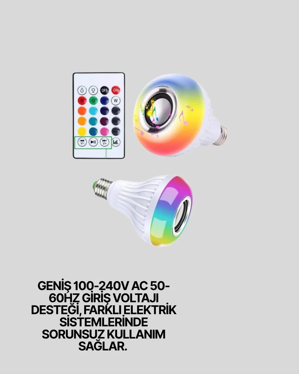 12W LED Ampul - Renkli Işık ve Dahili Hoparlörlü Akıllı Ampul