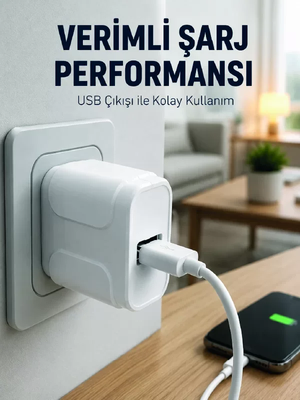 12W USB Şarj Adaptörü - Ev ve Ofis Kullanımı İçin Güvenli ve Pratik Çözüm