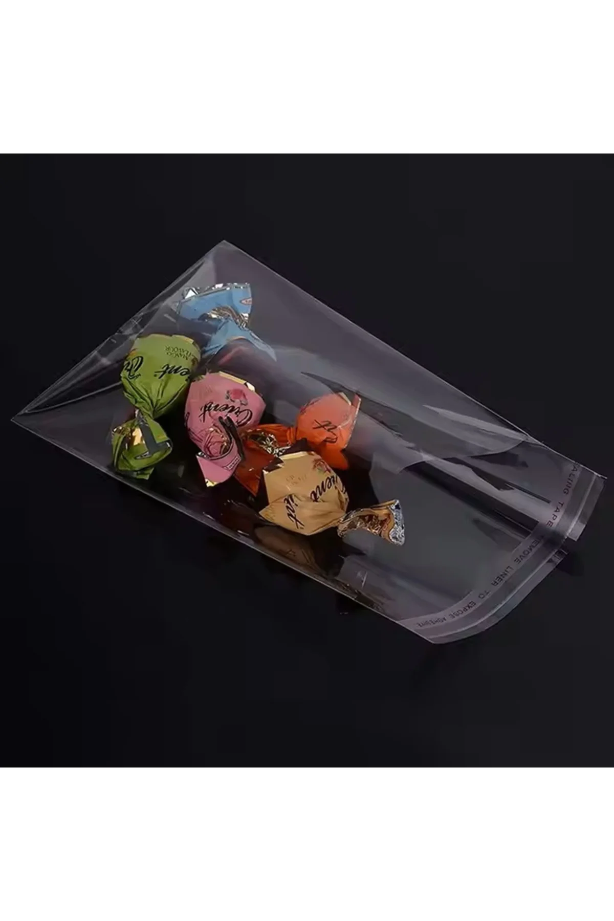 12x25+5 cm Bantlı Şeffaf CPP Jelatin Torba - 50 Adet - Dayanıklı Yırtılmaz Bantlı Ambalaj Poşeti