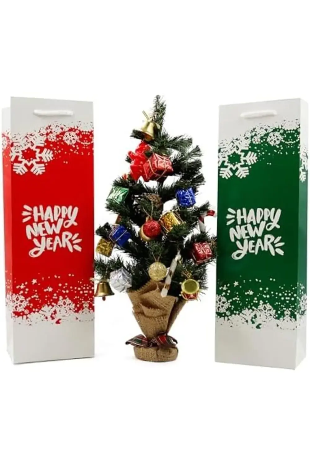 12x38 Yılbaşı Temalı Şişe Boy Karton Çanta (2'li Set) 395519