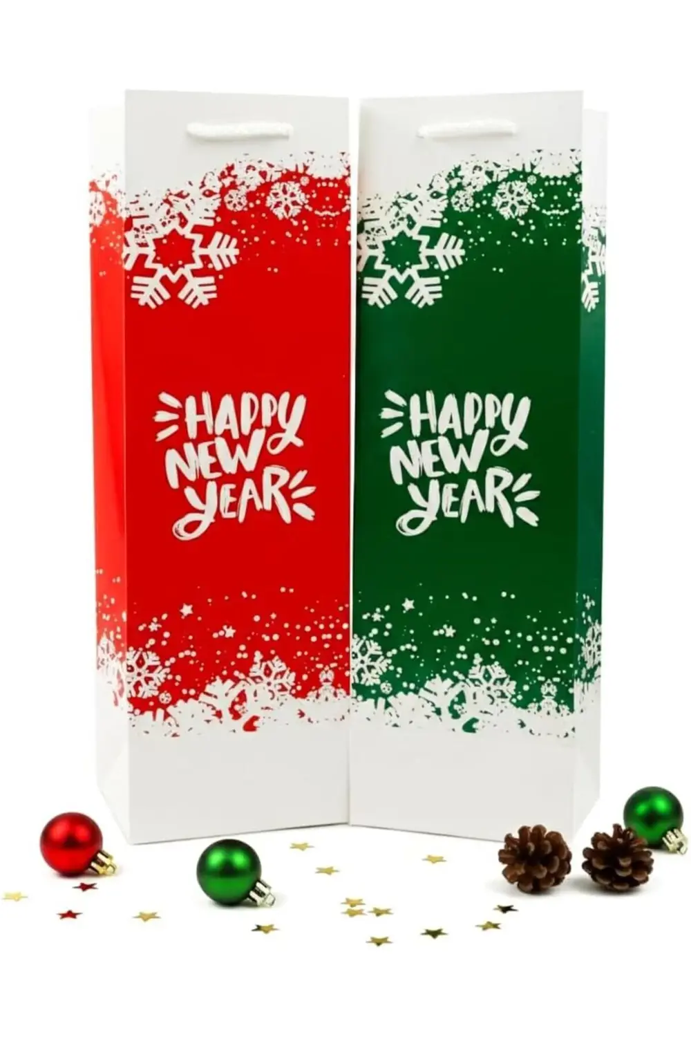 12x38 Yılbaşı Temalı Şişe Boy Karton Çanta (2'li Set) 395519