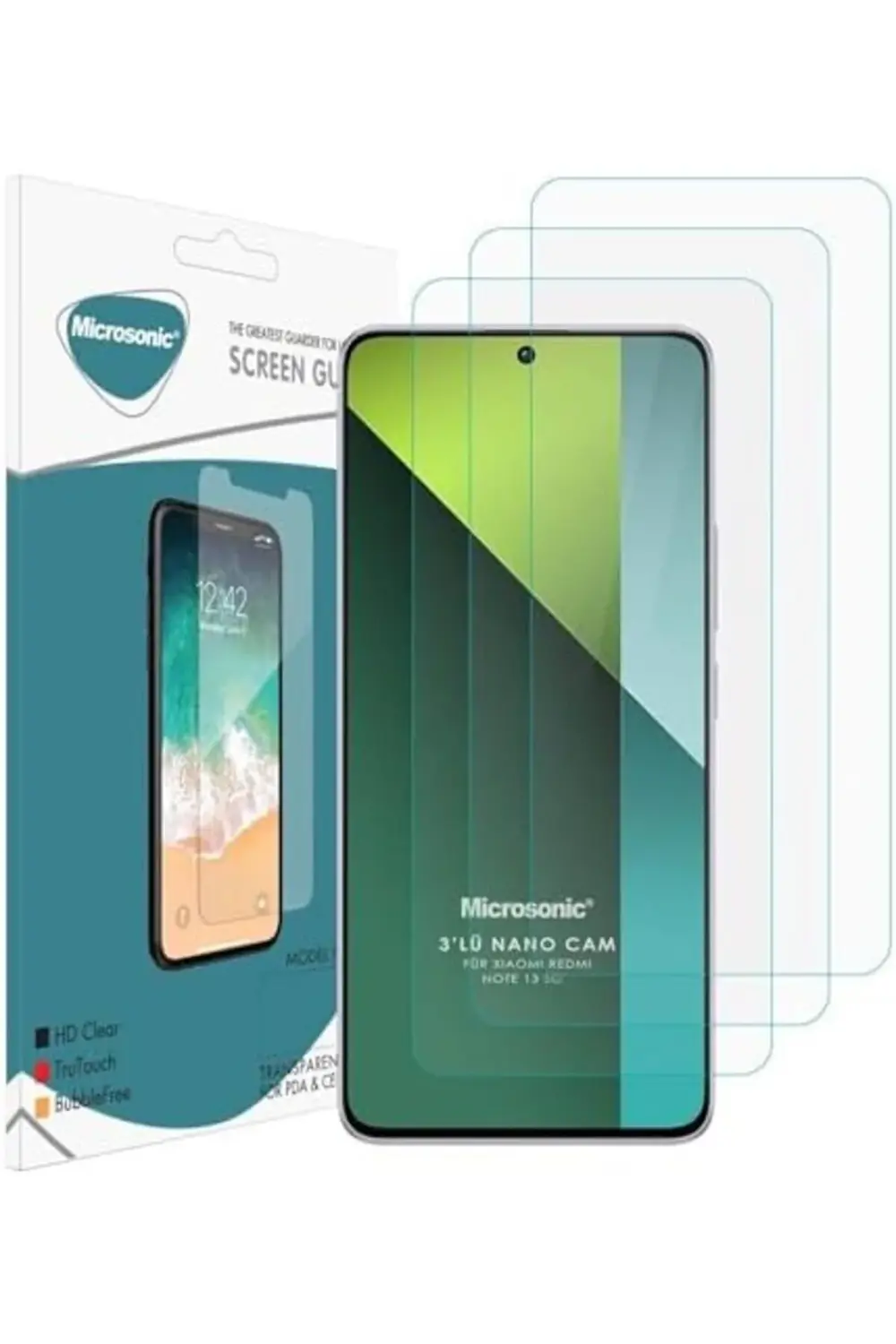 13 4G Screen Protector Glass Cam Ekran (3`lü Paket) [ 13 4G ile U