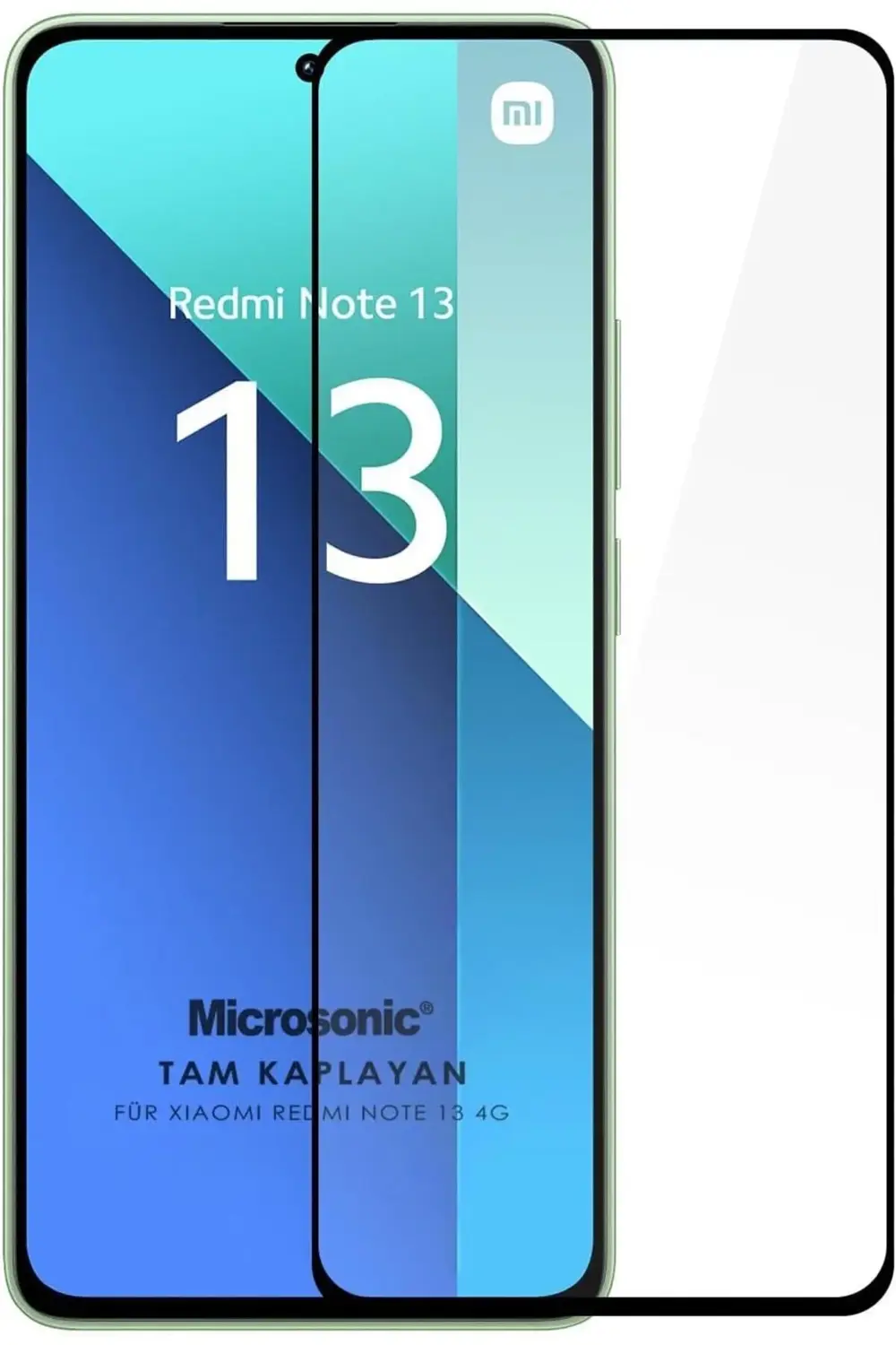 13 4G Tam Kaplayan Temperli Cam Ekran Koruyucu Siyah 395519