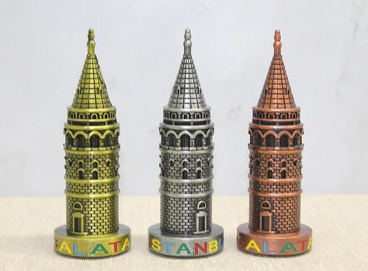 13 cm Metal Galata Kulesi Dekoratif Biblo Tasarımı