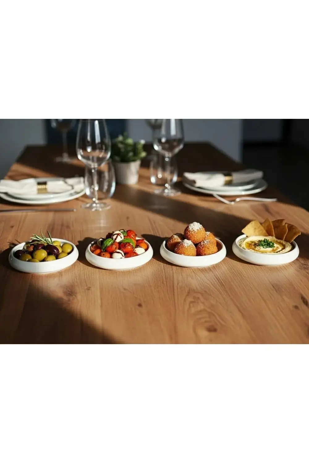 13 cm Porselen Meze ve Kahvaltılık 4’lü Set – Yuvarlak Modern Sun
