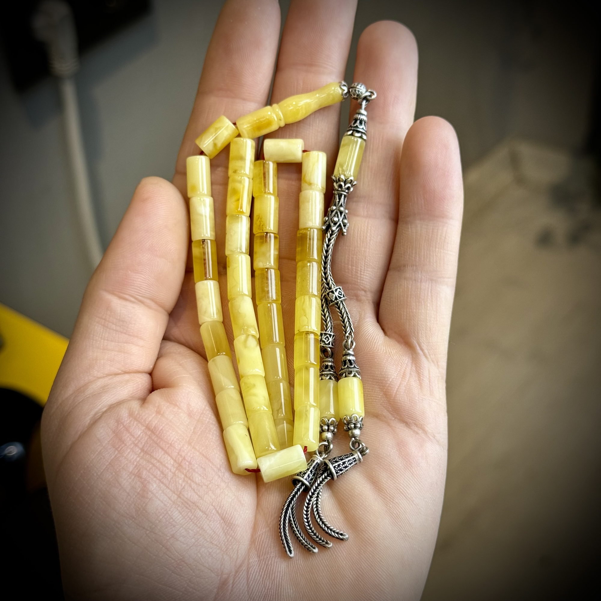 Muri Tesbih 13 Gr Rus Kaliningrad Damla 925 Ayar Gümüş Psüküllü Kesme Model 6