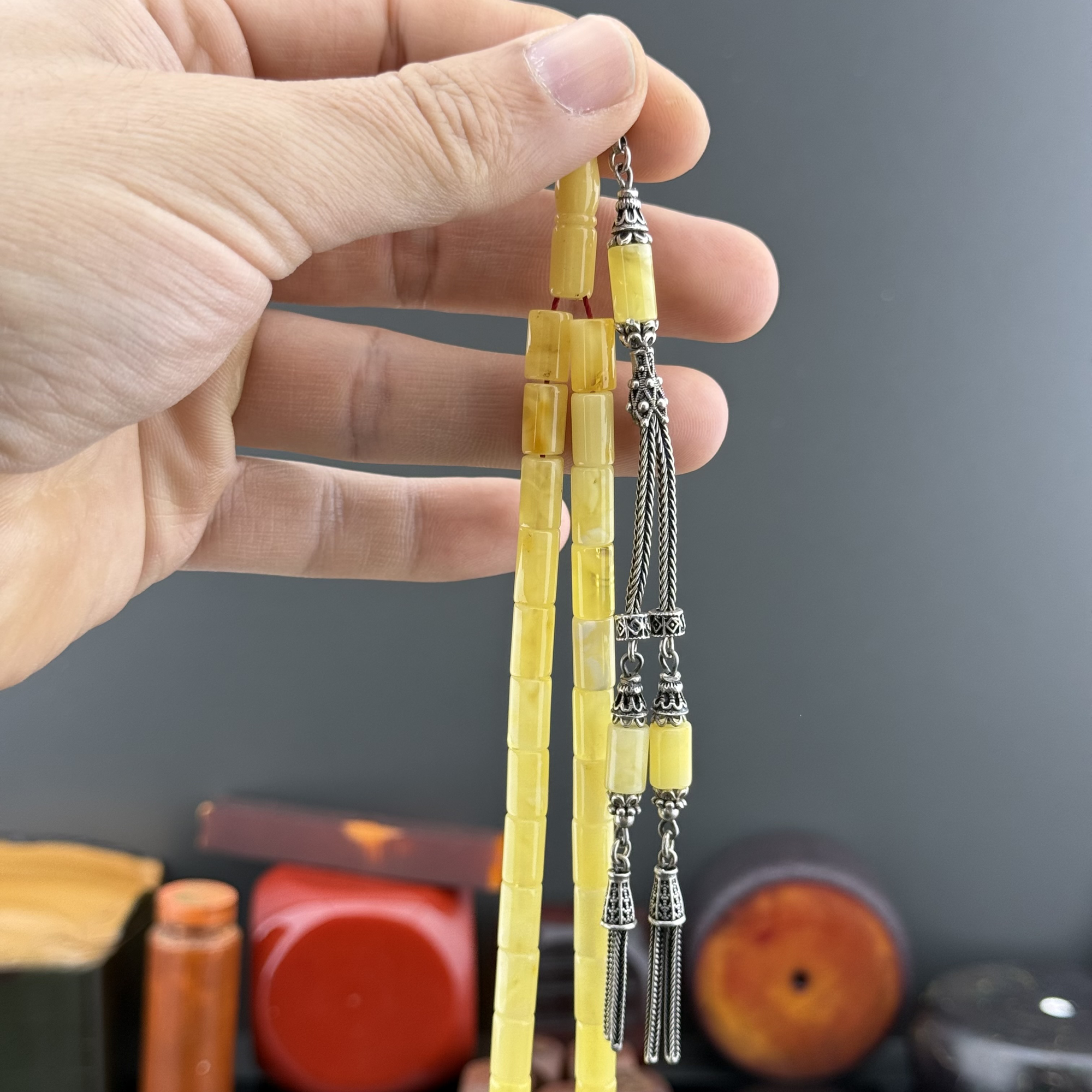 Muri Tesbih 13 Gr Rus Kaliningrad Damla 925 Ayar Gümüş Psüküllü Kesme Model 6