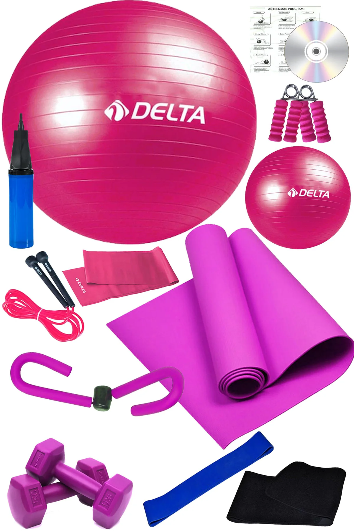 13 Lü Pilates Topu Seti Plates Minderi 1 Kg Dambıl Aerobik Latex 