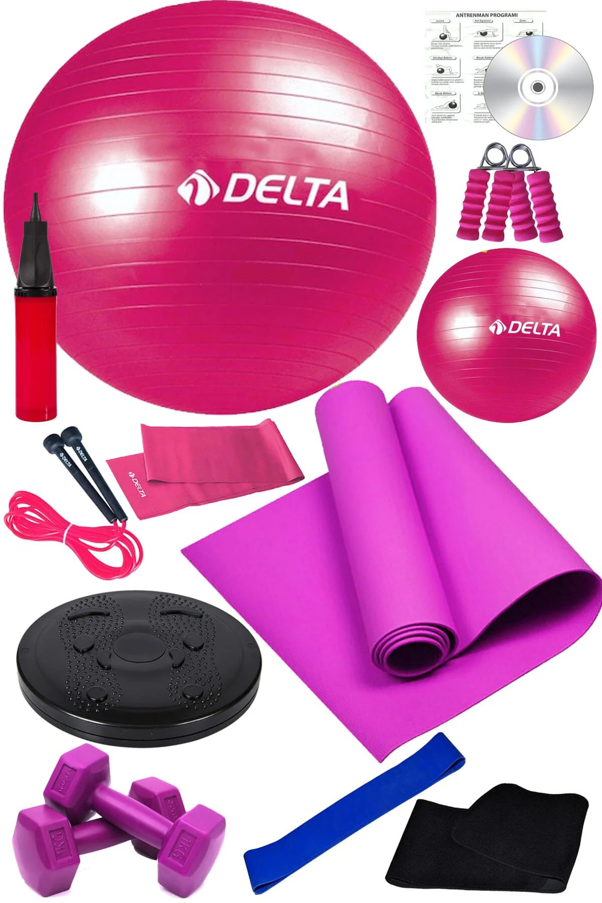 13 Lü Pilates Topu Seti Plates Minderi 1 Kg Dambıl Aerobik Latex 