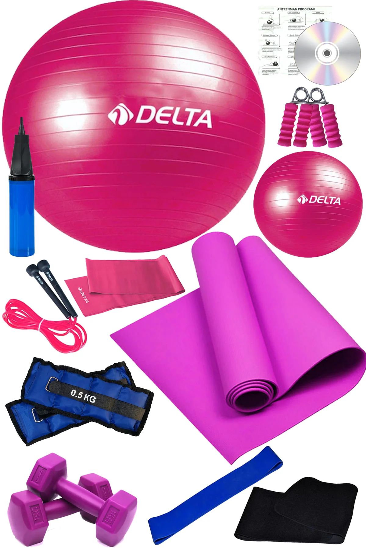 13 Lü Pilates Topu Seti Plates Minderi 1 Kg Dambıl Aerobik Latex 