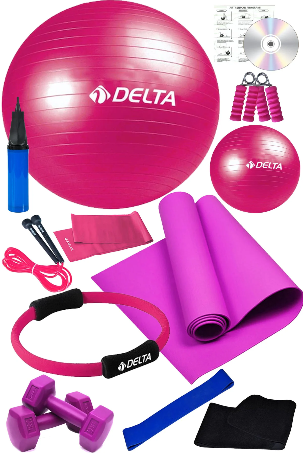 13 Lü Pilates Topu Seti Plates Minderi 1 Kg Dambıl Aerobik Latex 