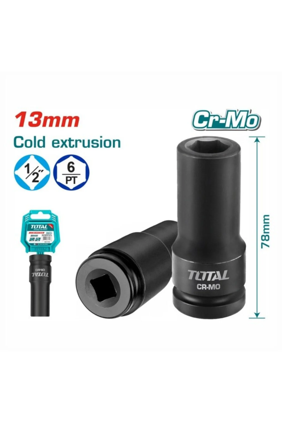 13 Mm 1/2 Altı Köşe Darbeli Derin Lokma THDIS12132L