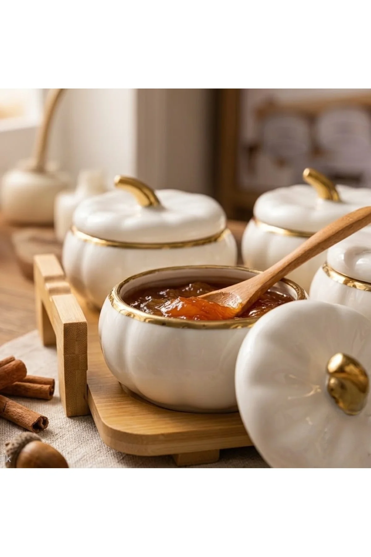 13 Parça Bambu Tepsili Porselen Bal Kabağı Kahvaltılık & Sosluk S 13 Parça Bambu Tepsili Porselen Bal Kabağı Kahvaltılık & Sosluk S