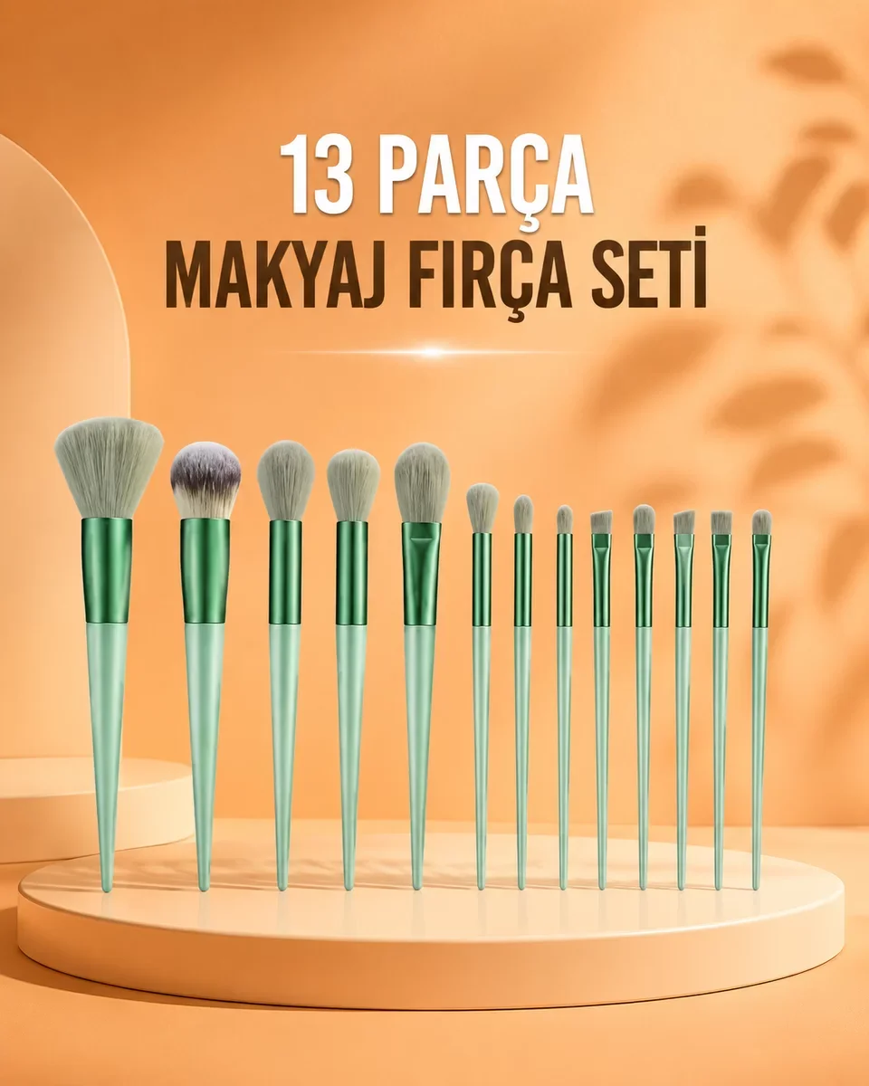 13 Parça Makyaj Fırçası Seti - Far, Allık & Yumuşak Uçlu Kozmetik Fırçaları