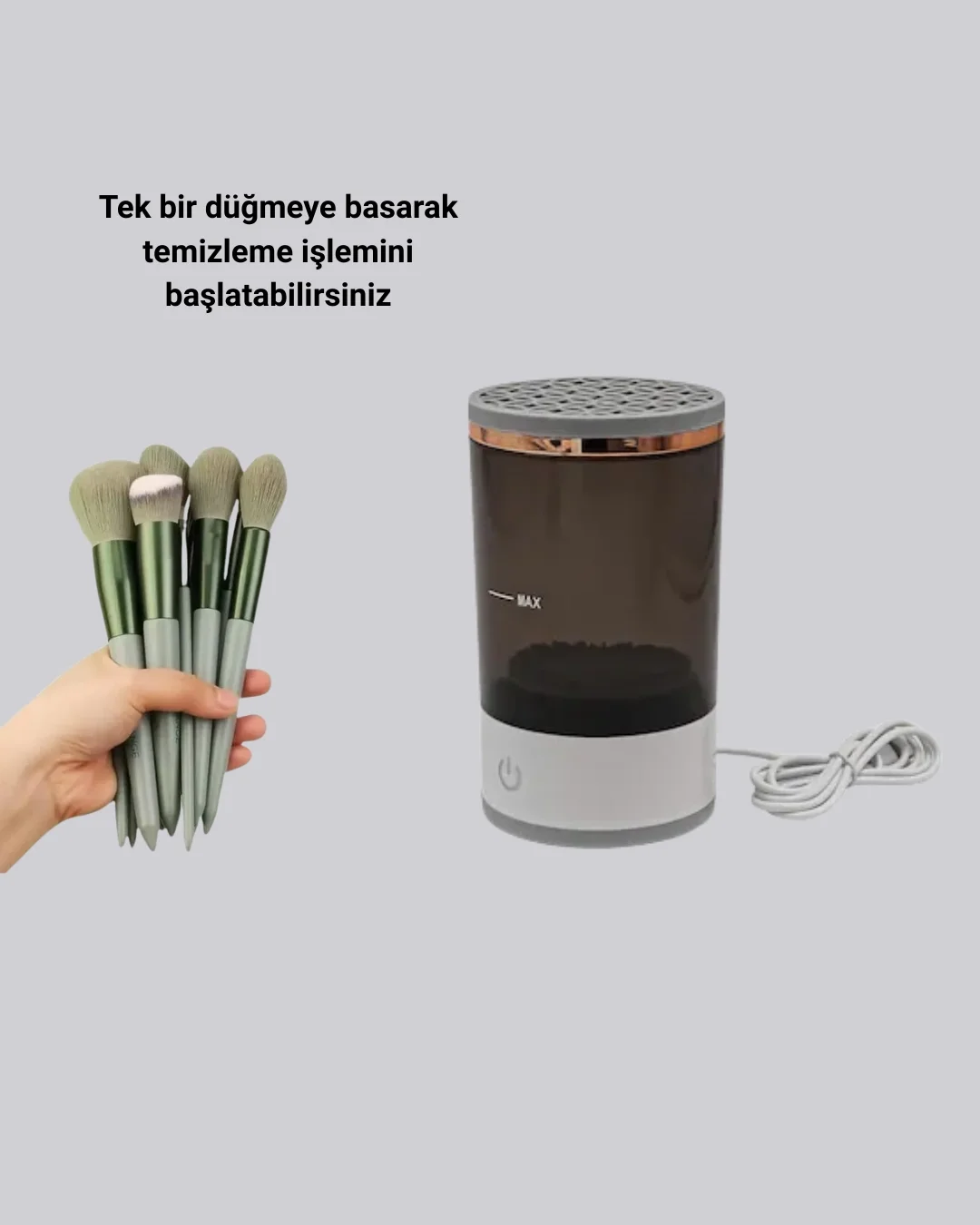 13 Parça Makyaj Fırça Seti + Otomatik Fırça Temizleyici
